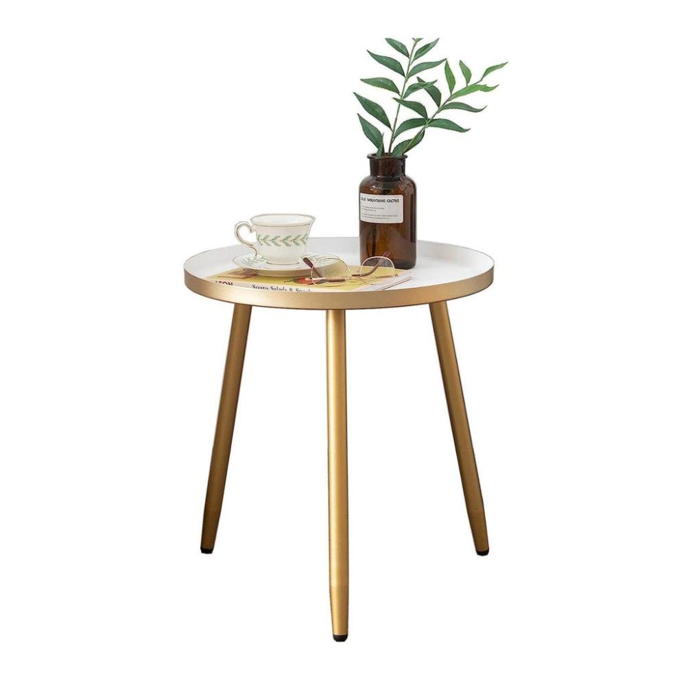 3-Legged Round Side Table (White & Gold)