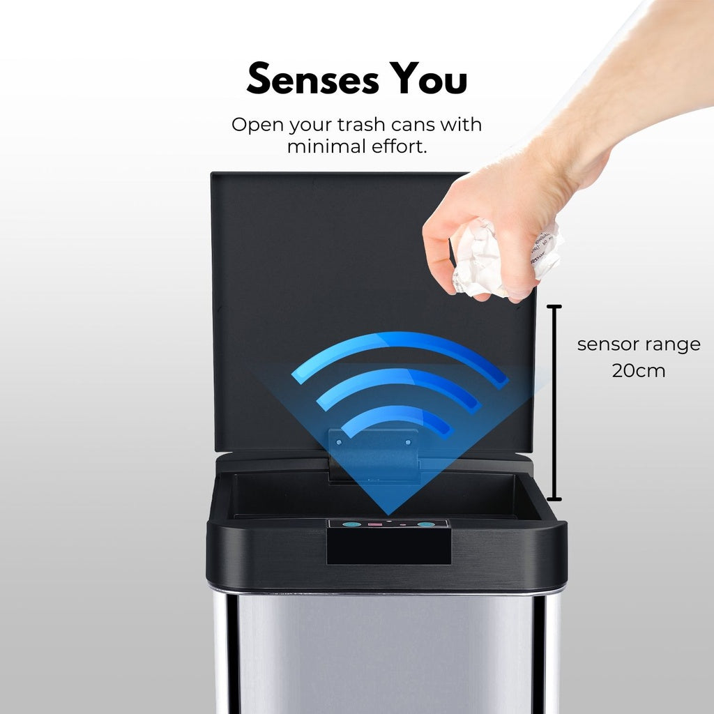 Narrow Black Square Sensor Bin - 50L