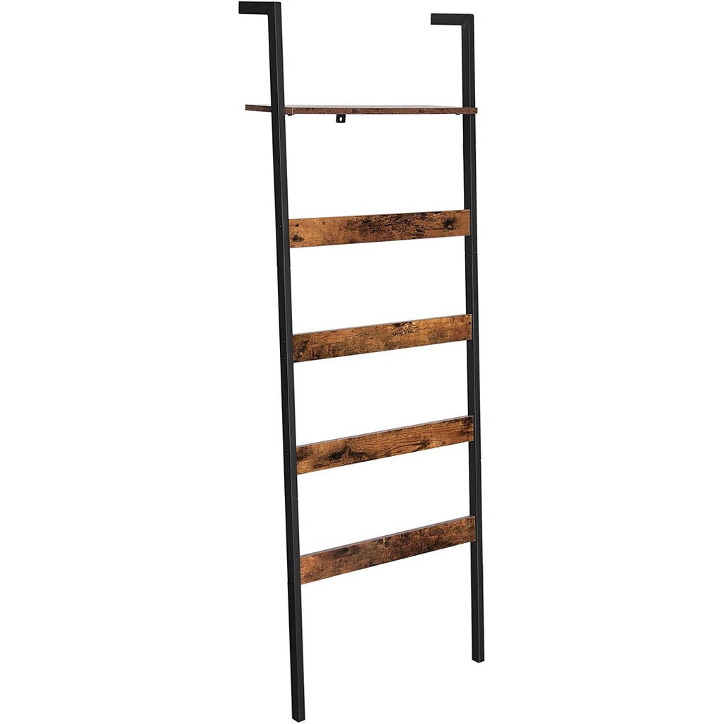 Blanket Ladder Wall Leaning Rack - Rustic Brown and Black
