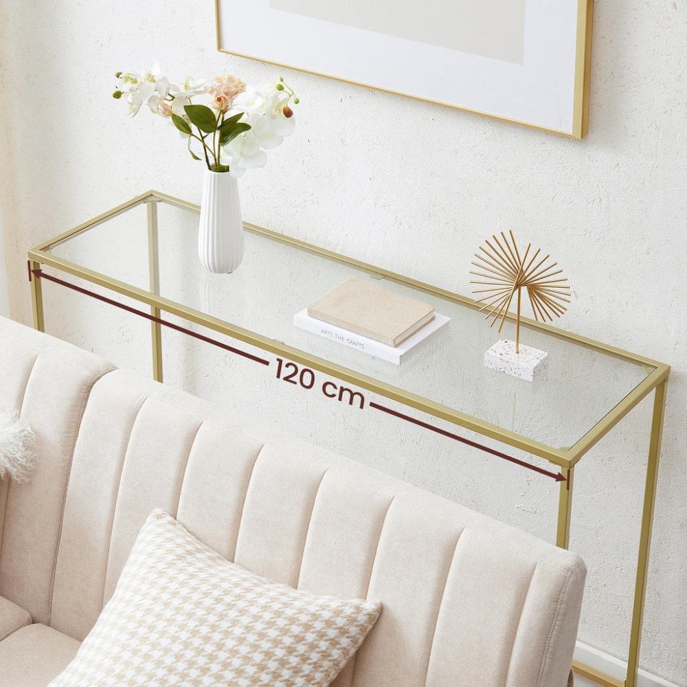 Tempered Glass Gold Console Table