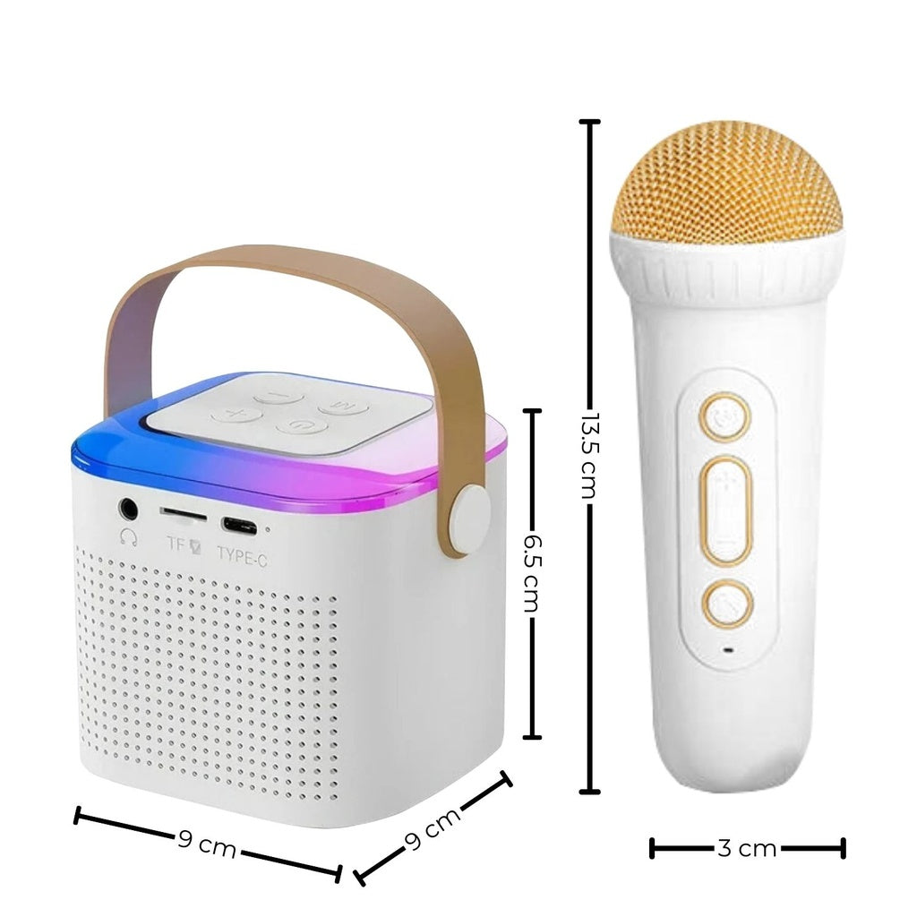 Portable Bluetooth Karaoke Speaker with 2 Wireless Microphones (Beige)