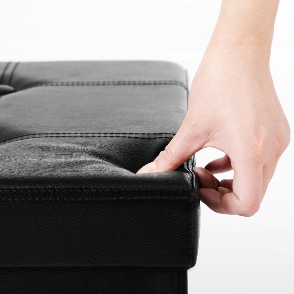 Folding Storage Ottoman Bench Footrest Black - 76cms