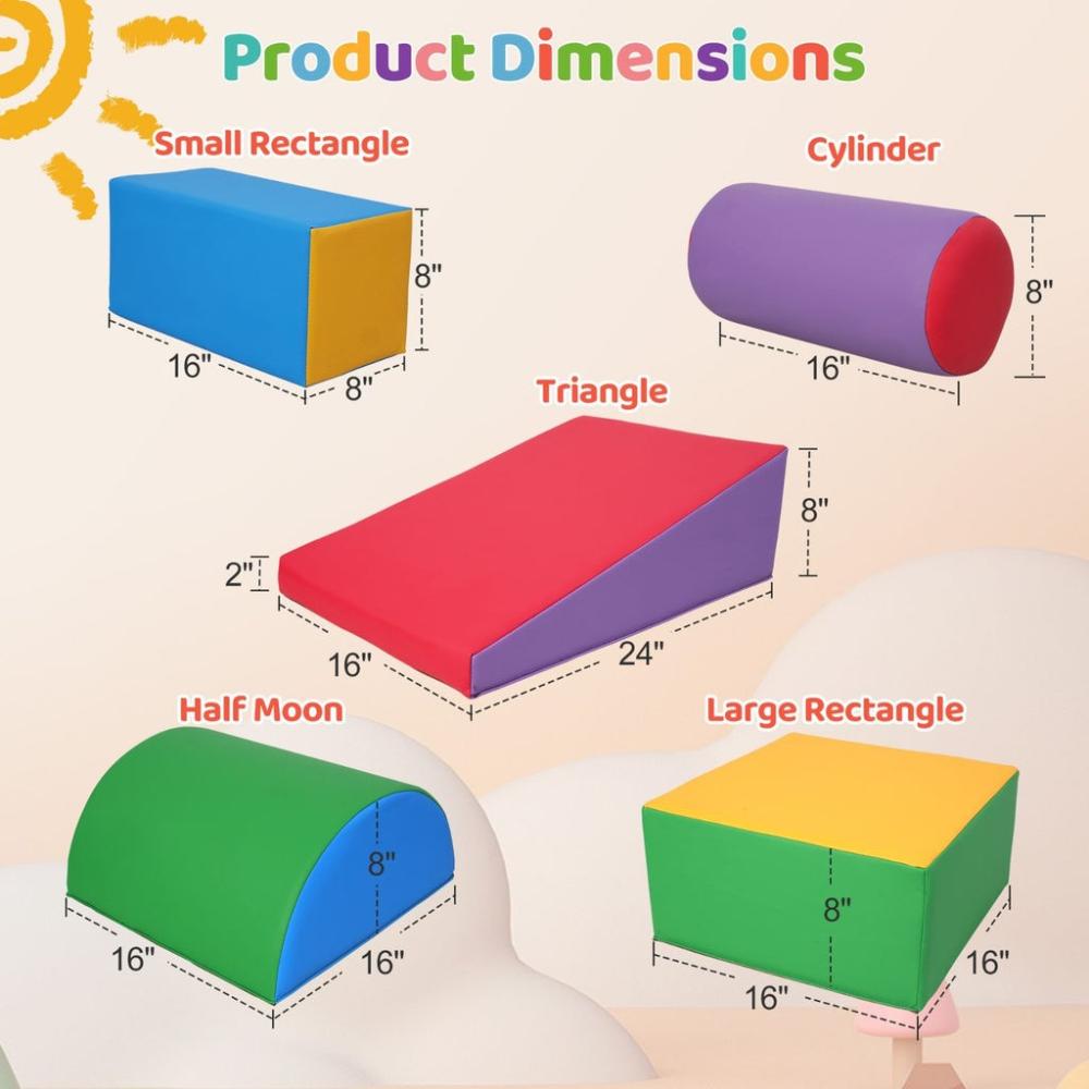 5 Piece Soft Foam Blocks Kids Climb Crawl Playset