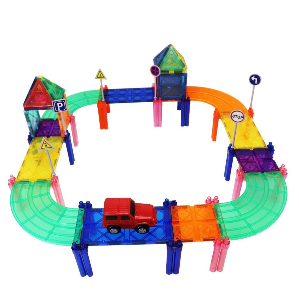 Magnetic Tiles Race Car Track - 80pcs