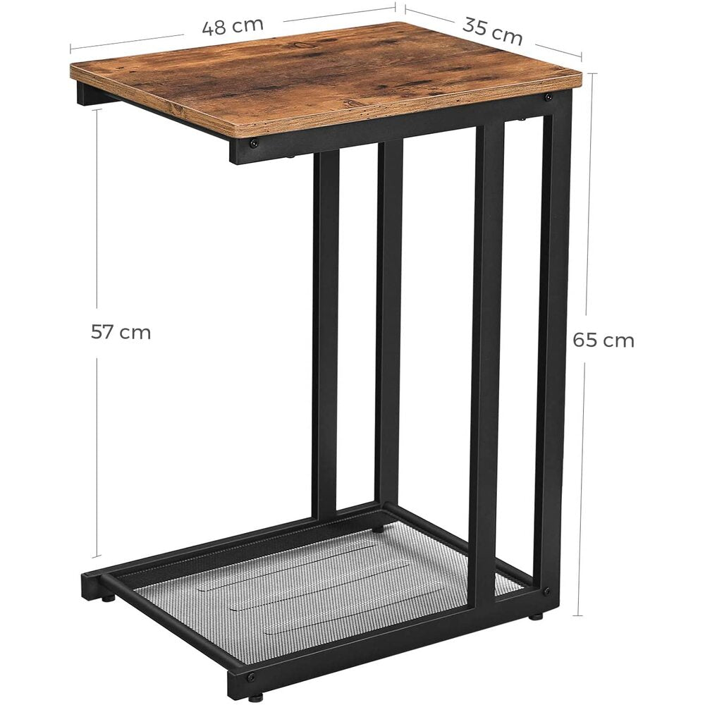 C-Shaped Side Table with Mesh Shelf