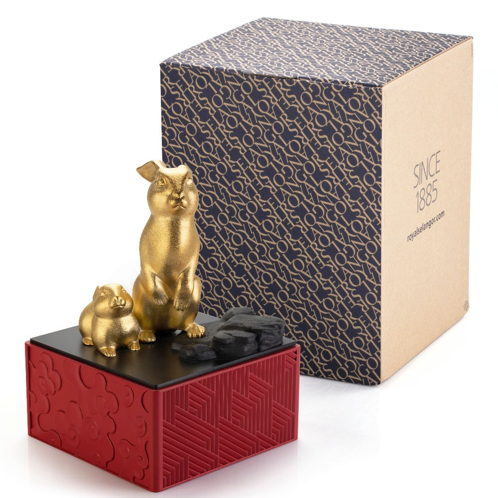 Royal Selangor 2023 Year of the Rabbit Figurine - 24K Gilded Pewter