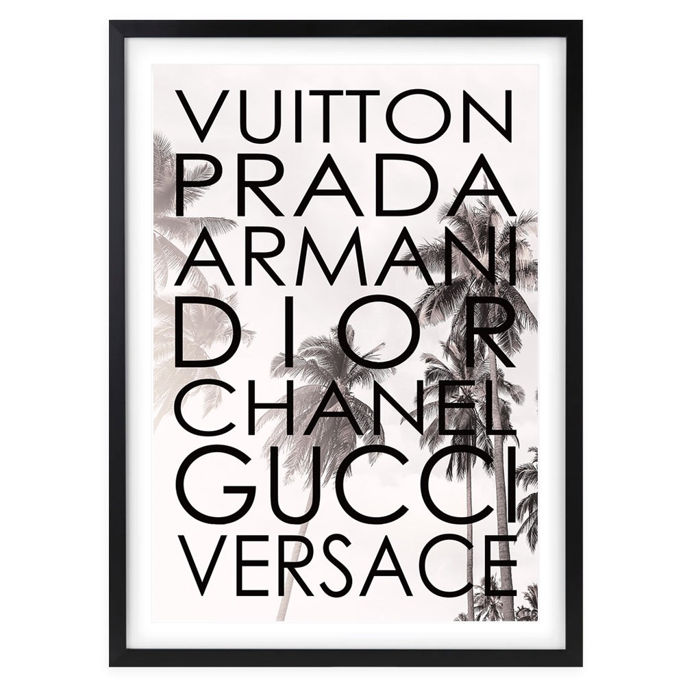 Fashion Names On Palm Trees 105cm x 81cm Framed A1 Art Print