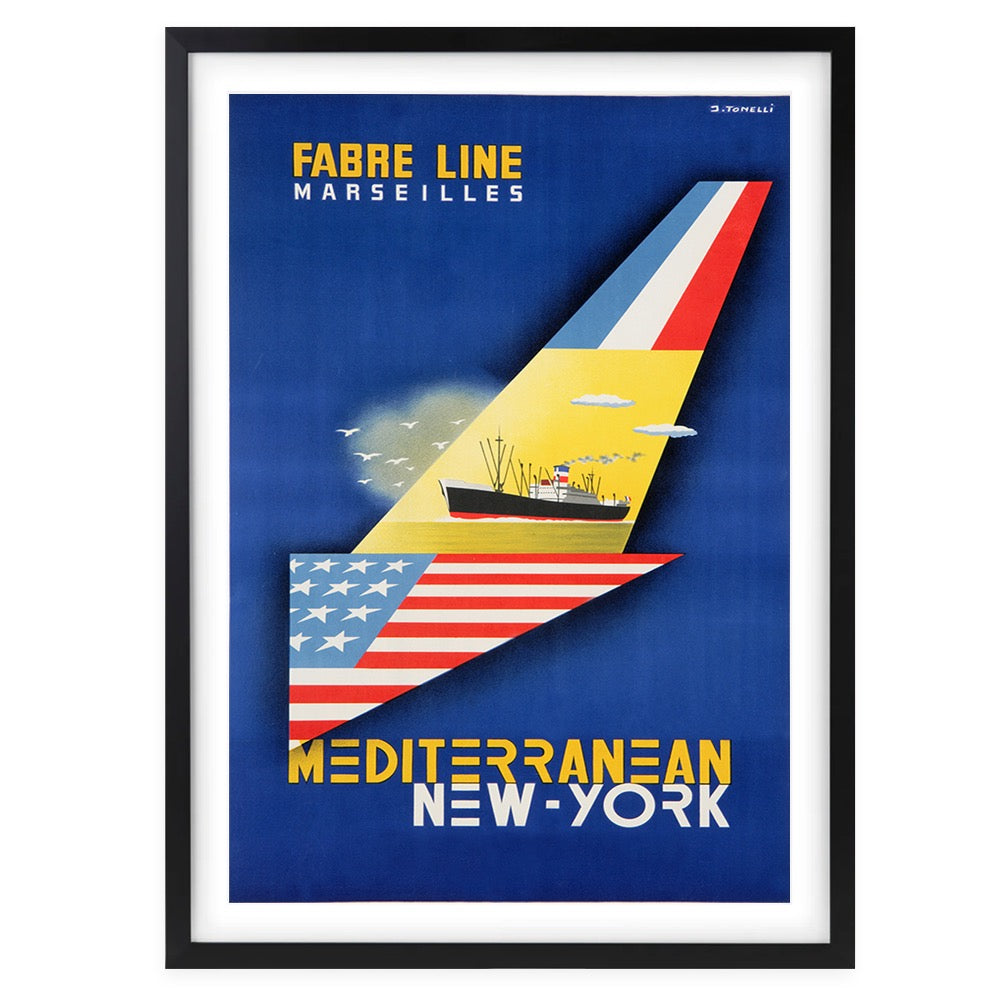 Fabre Lines Mediterranean New York 105cm x 81cm Framed A1 Art Print