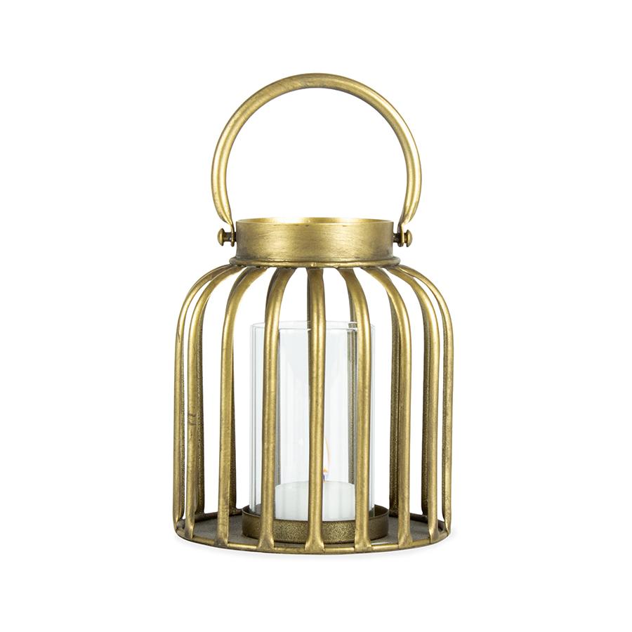 Bold Contemporary Table Lantern With Handle & Glass Small