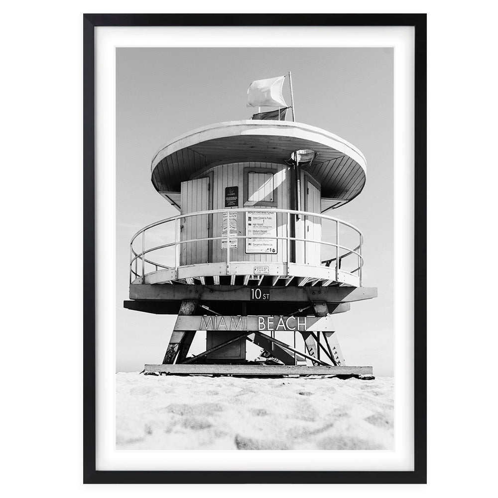 Miami Beach Hut 105cm x 81cm Framed A1 Art Print