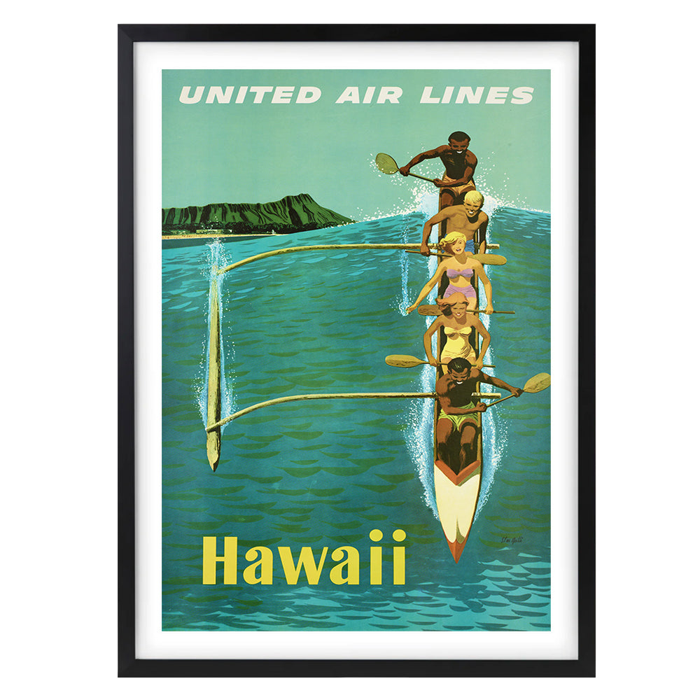 Hawaii United Airlines 105cm x 81cm Framed A1 Art Print
