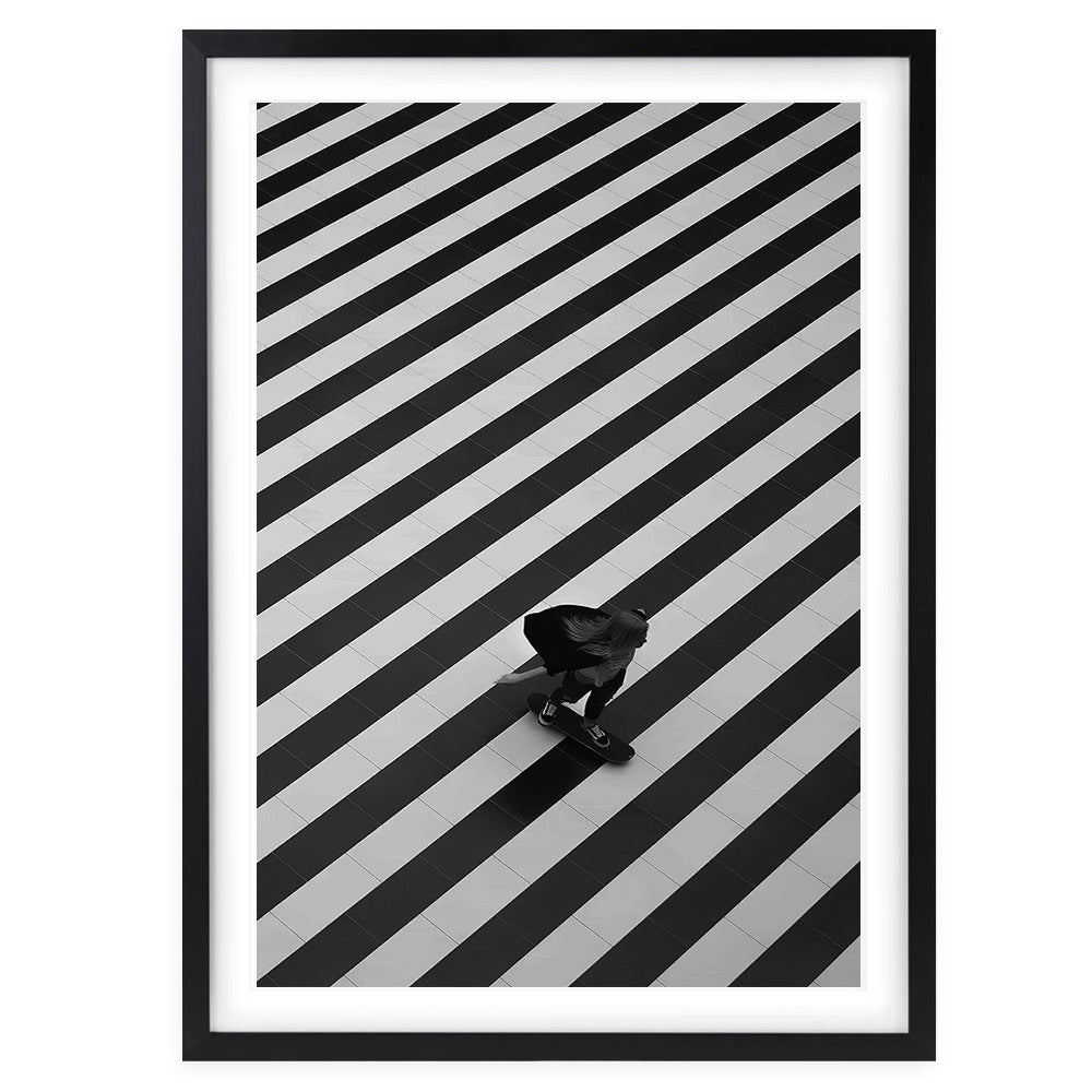 Skater On Stripes 105cm x 81cm Framed A1 Art Print