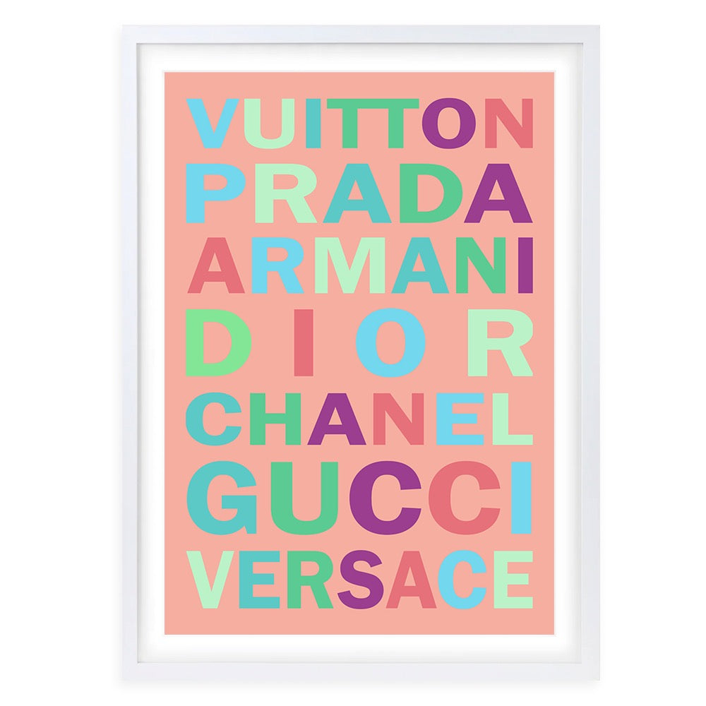 Fashion Names Bold Colour 3 105cm x 81cm Framed A1 Art Print