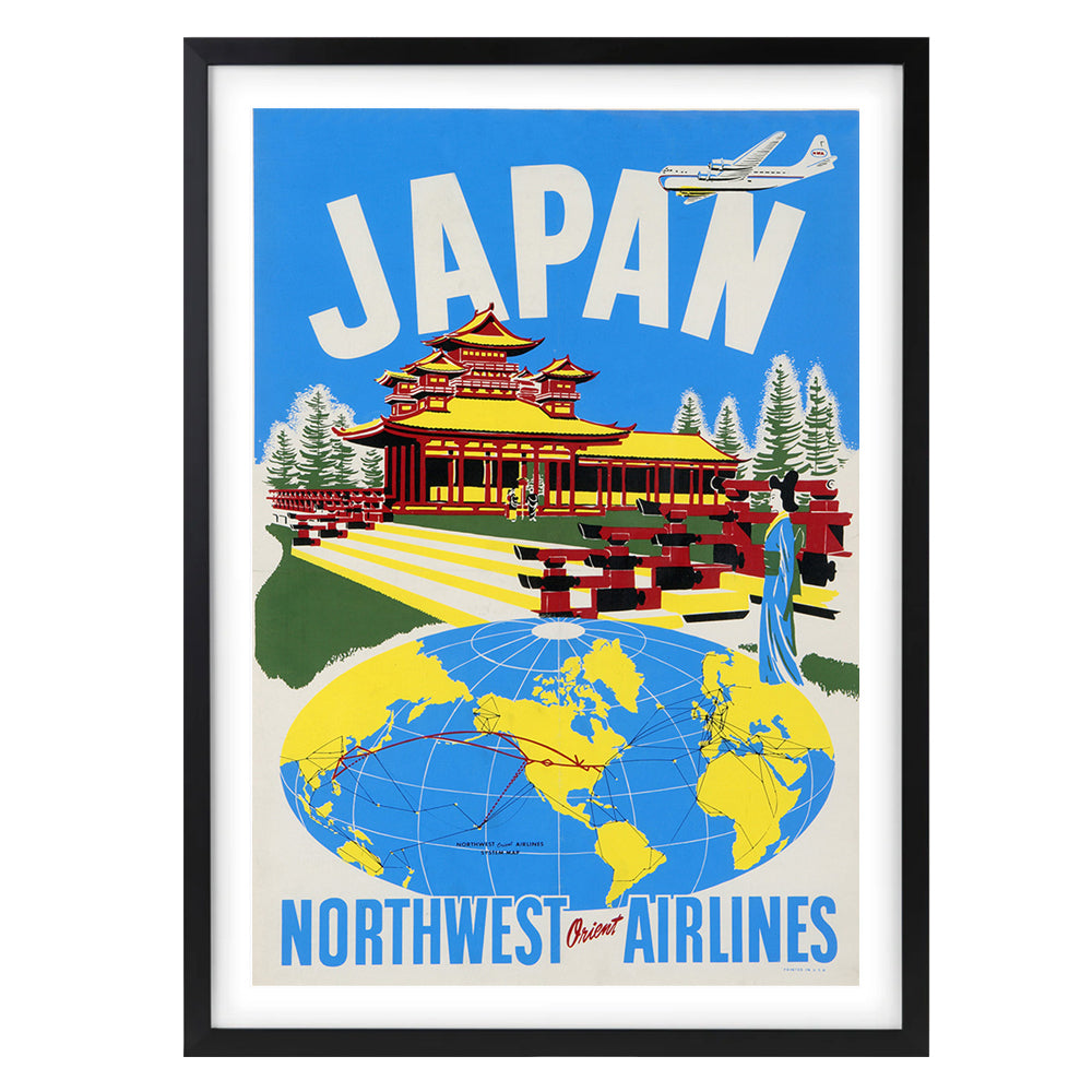 Japan Northwest Airways 105cm x 81cm Framed A1 Art Print