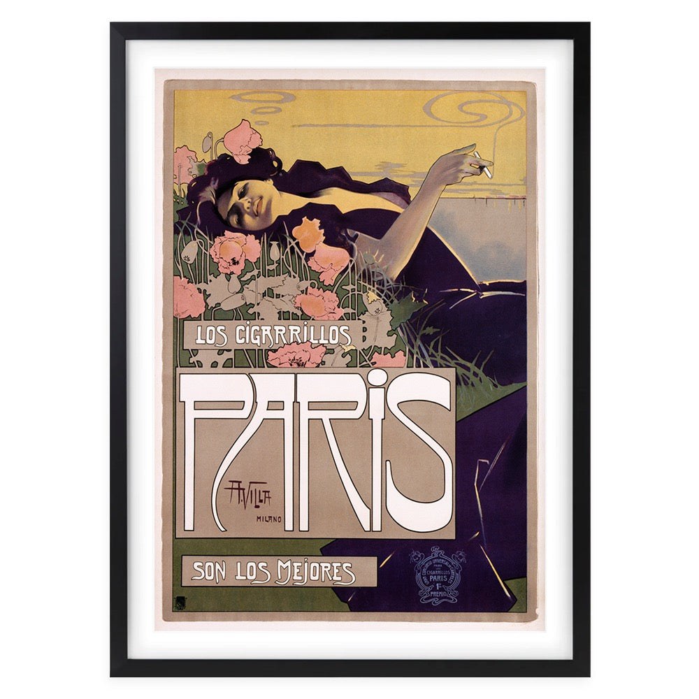 Los Cigarrillos Paris 105cm x 81cm Framed A1 Art Print