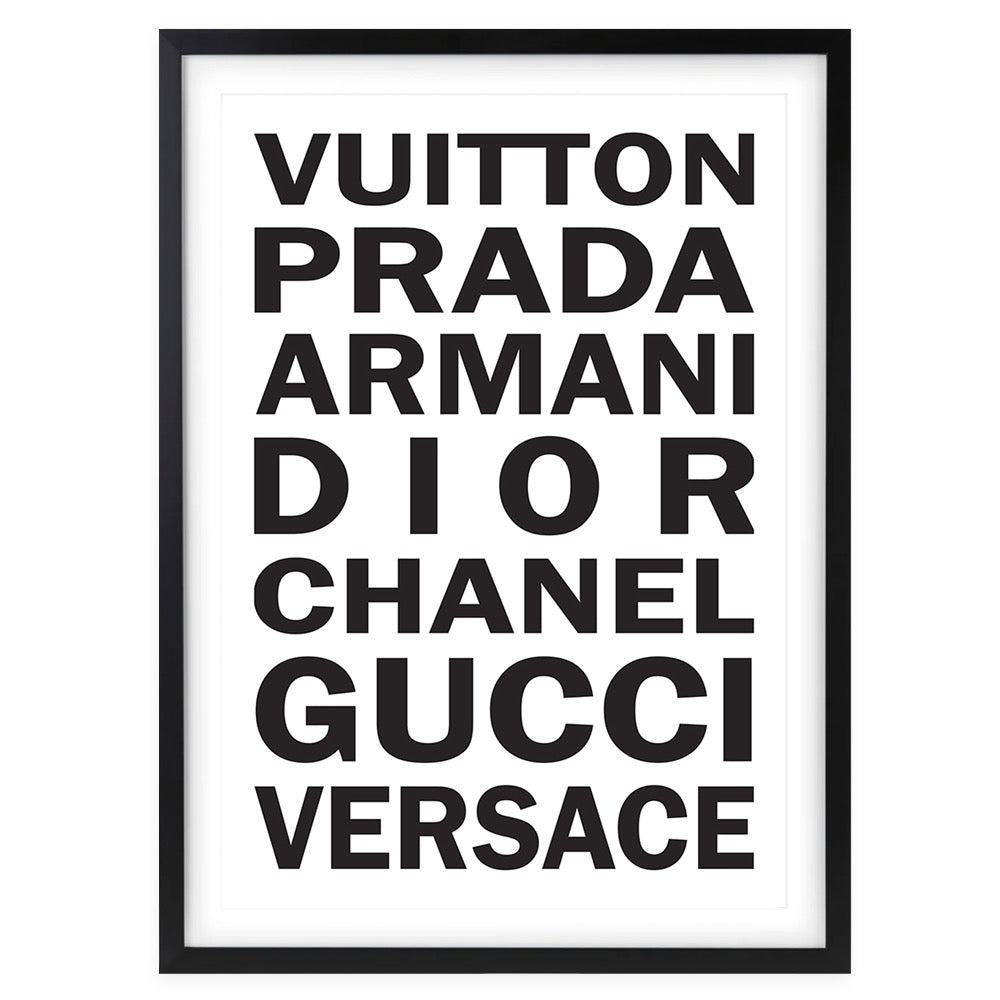 Fashion Names Bold 105cm x 81cm Framed A1 Art Print