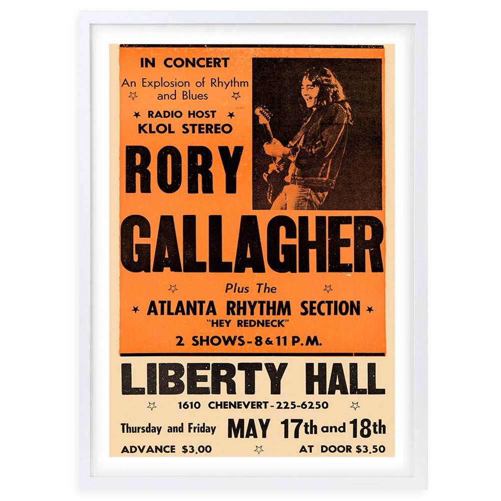 Rory Gallagher - Liberty Hall 1973 105cm x 81cm Framed A1 Art Print