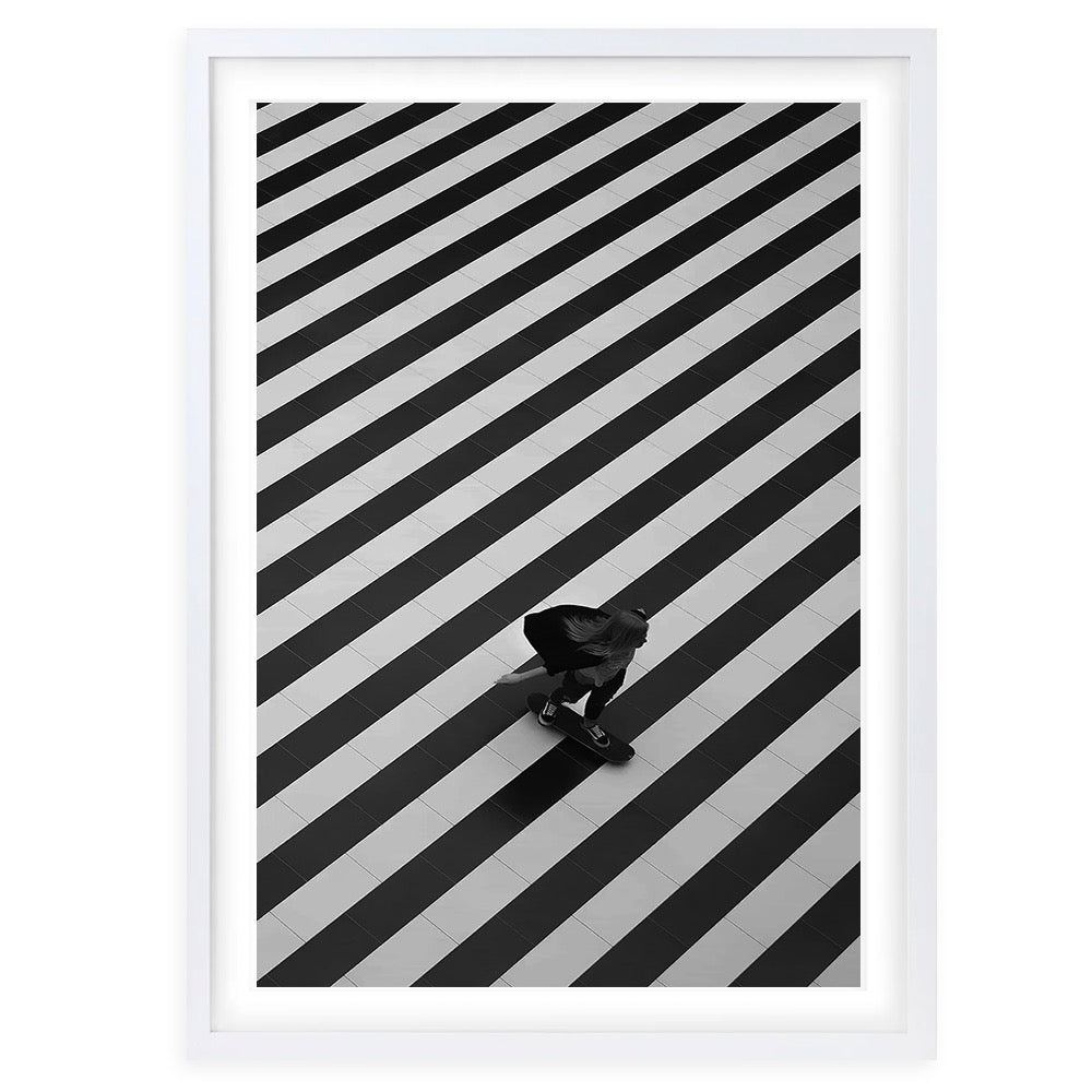Skater On Stripes 105cm x 81cm Framed A1 Art Print