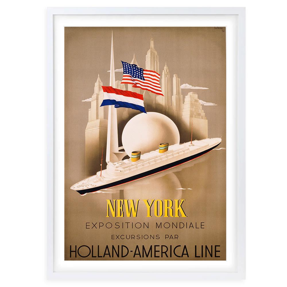 New York Holland America Line 105cm x 81cm Framed A1 Art Print