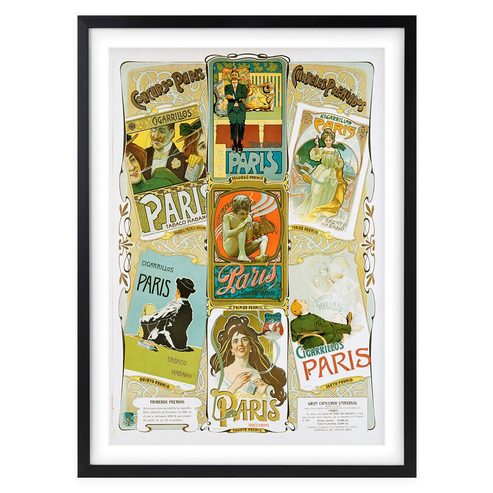 Paris Cigarrillos 105cm x 81cm Framed A1 Art Print