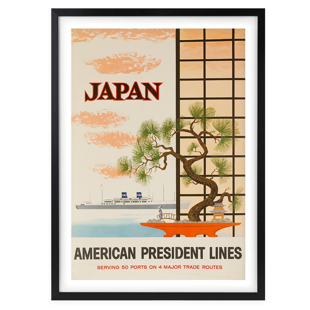 Japan American President Lines 105cm x 81cm Framed A1 Art Print