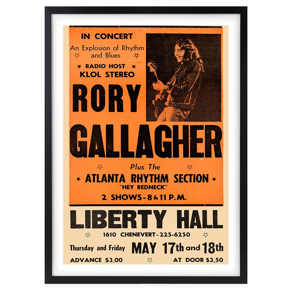 Rory Gallagher - Liberty Hall 1973 105cm x 81cm Framed A1 Art Print