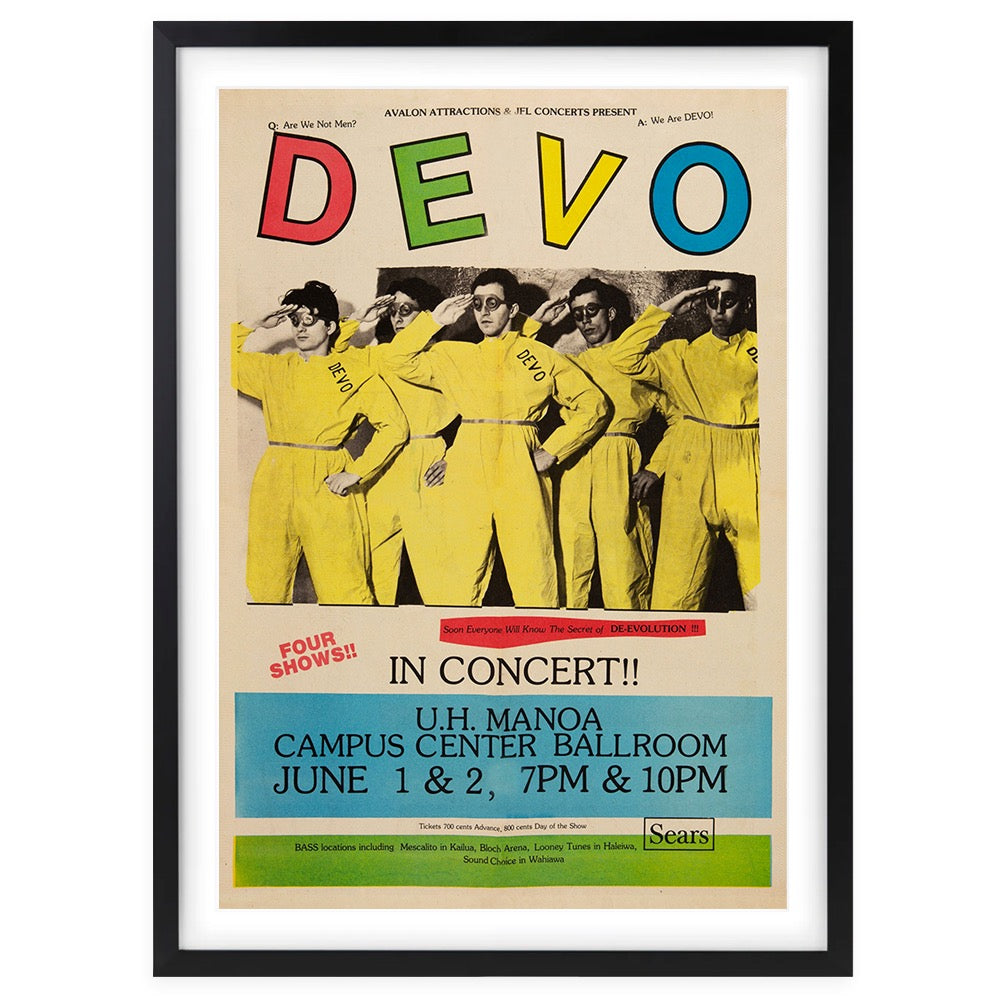 Devo - U.H. Manoa - 1979 Large 105cm x 81cm Framed A1 Art Print