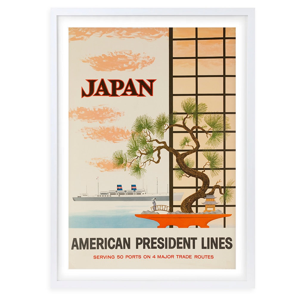 Japan American President Lines 105cm x 81cm Framed A1 Art Print
