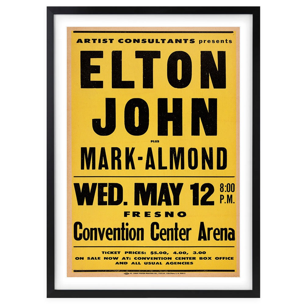 Elton John - Convention Center 1971 105cm x 81cm Framed A1 Art Print