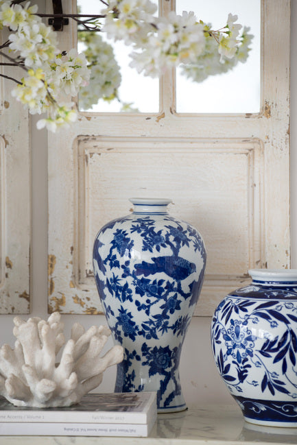 Swallow Blue and White Bird Ceramic Vase