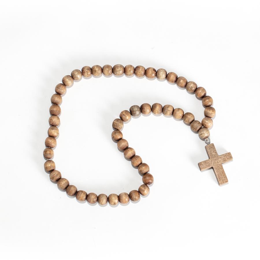 Handcrafted Wooden Cross and 60cm Beads
