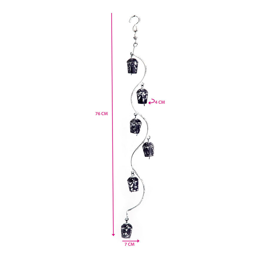 Handcrafted Spiral Vintage Bells Hanging Mobile