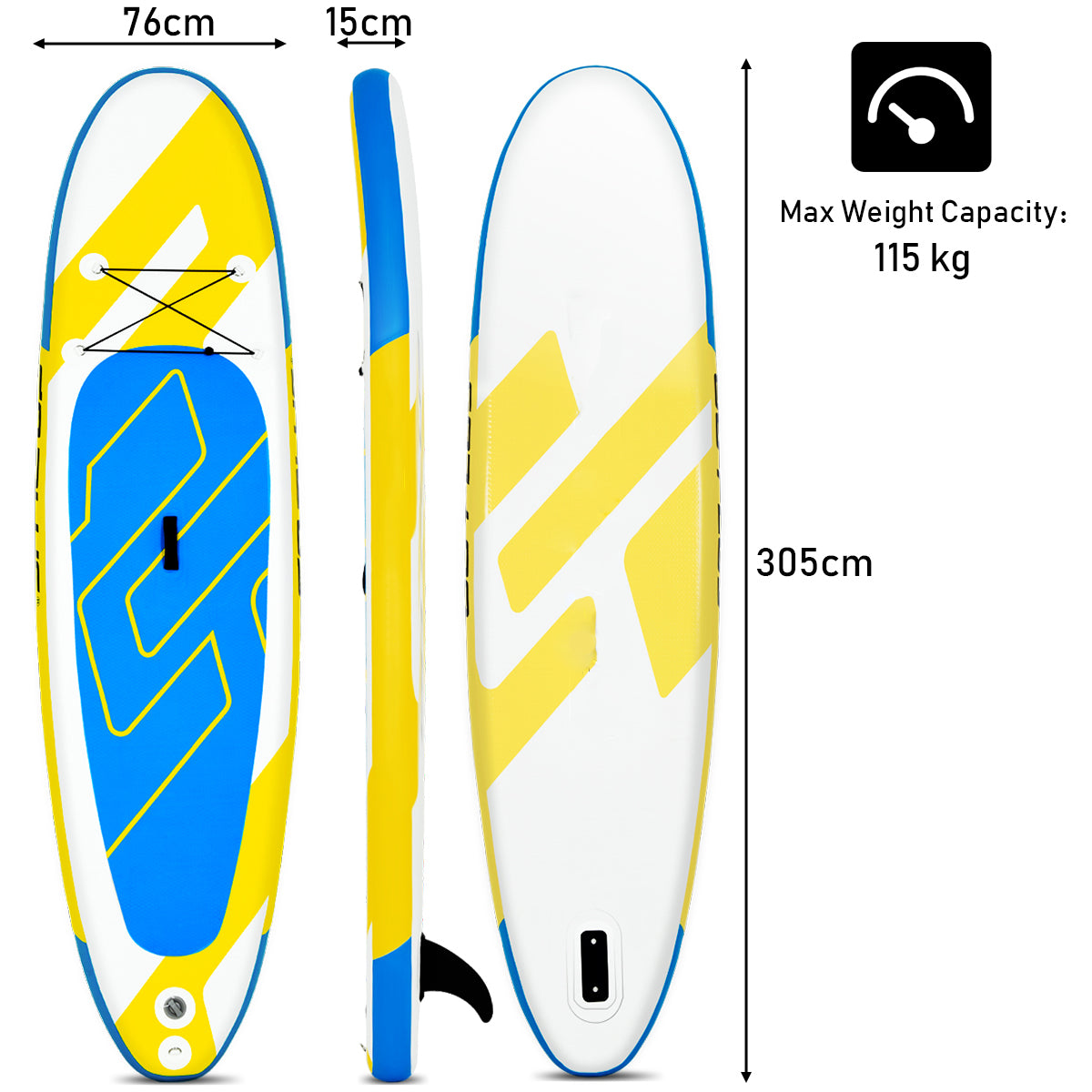 Lightweight 15 cm Thick Stand Up Paddle with Adjustable Paddle for All Skill Levels