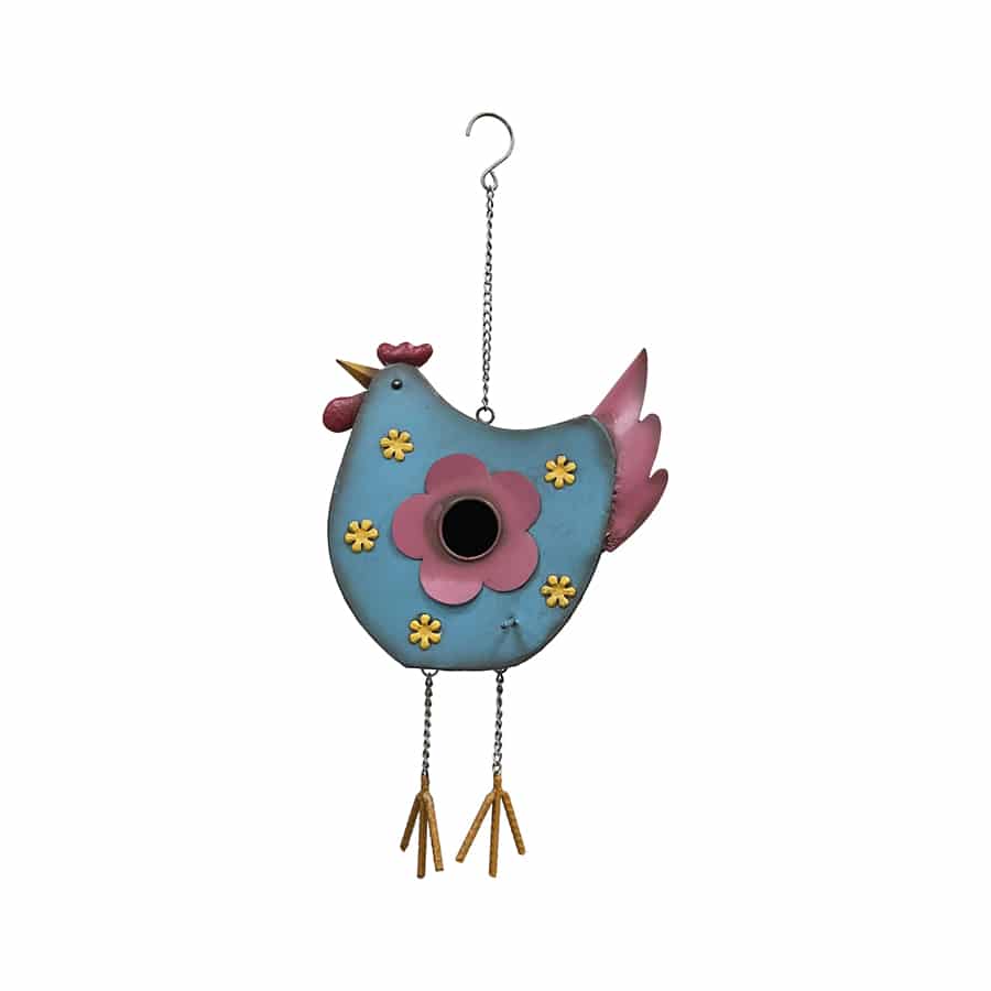 Hanging Chook Birdhouse With Flowers