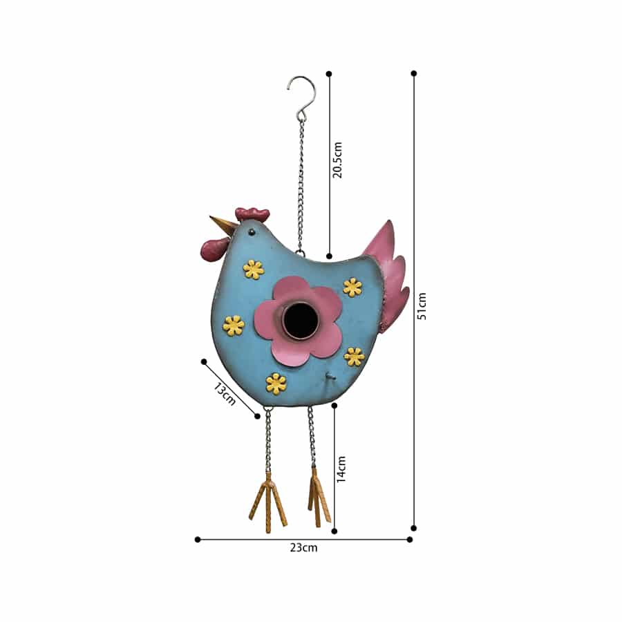 Hanging Chook Birdhouse With Flowers