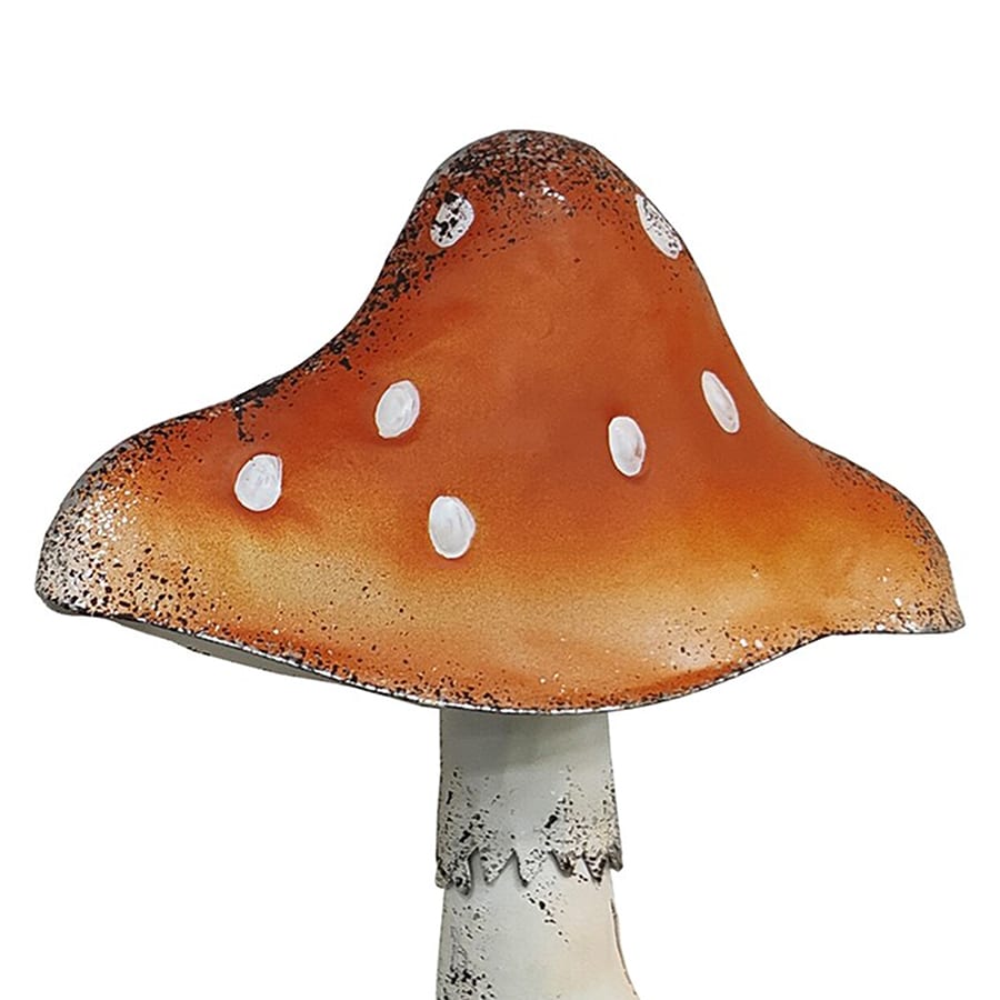 Set of 2 Metal Outdoor Decor Mushroom Garden Stakes