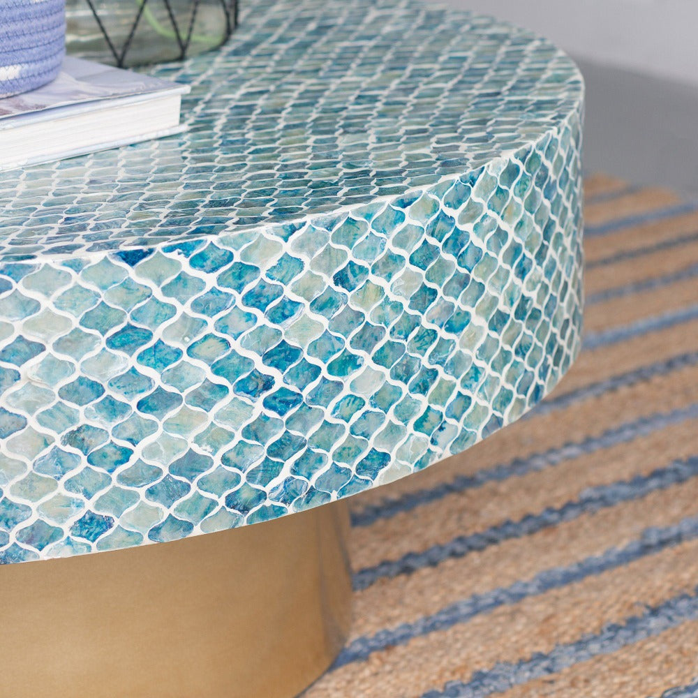 Blue Pearl Shell Coffee Table
