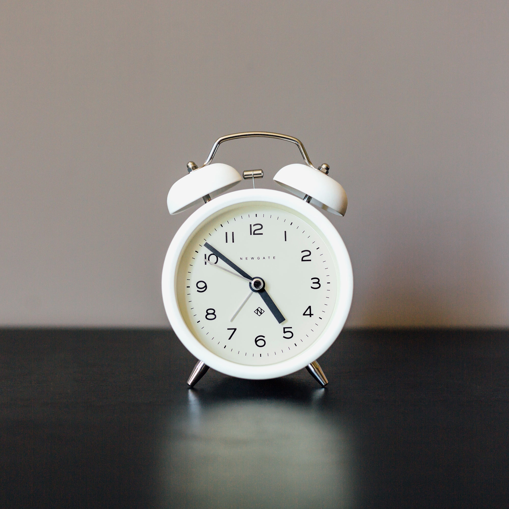 Newgate Charlie Bell Alarm Clock Echo Matte Pebble White