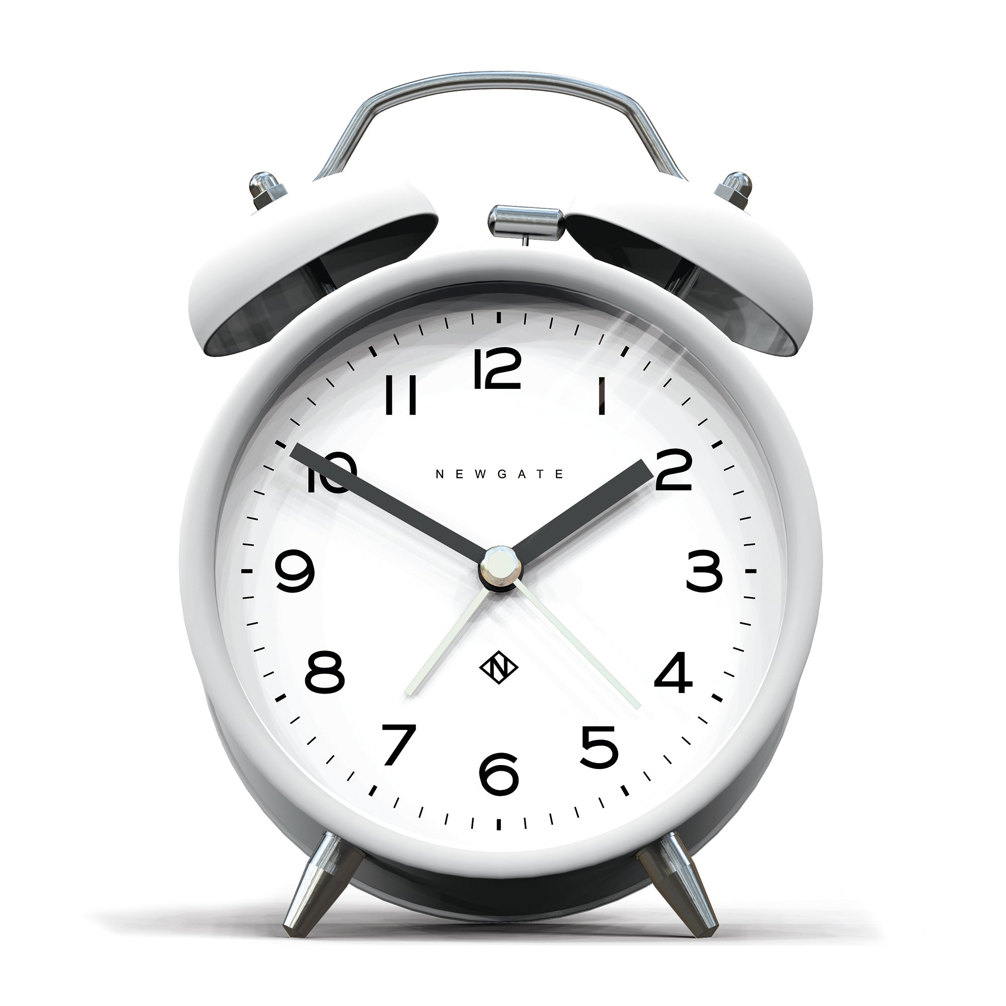 Newgate Charlie Bell Alarm Clock Echo Matte Pebble White