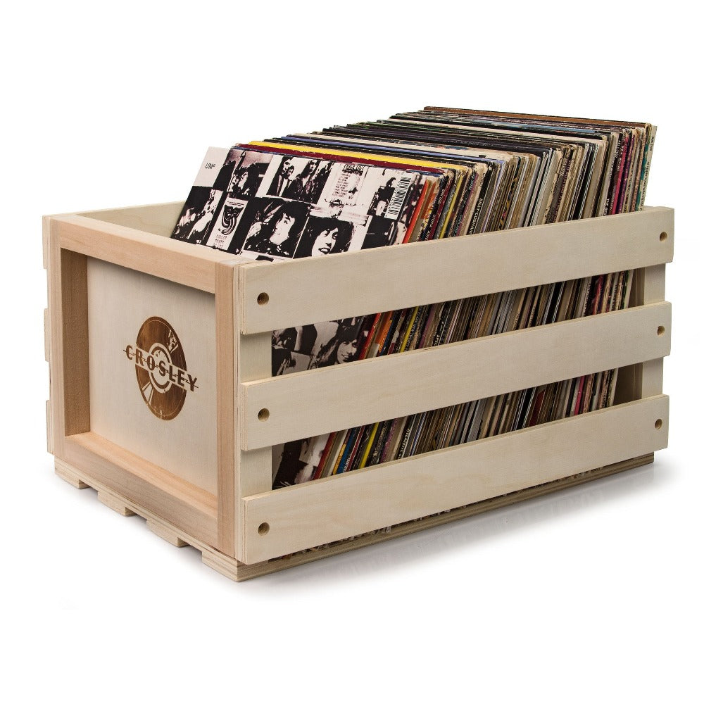 Crosley Voyager Bluetooth Portable Turntable - Dune + Record Storage Crate BUNDLE