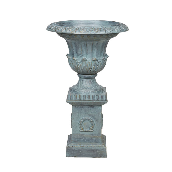 Antique Copper Pedestal Cast Iron Urn