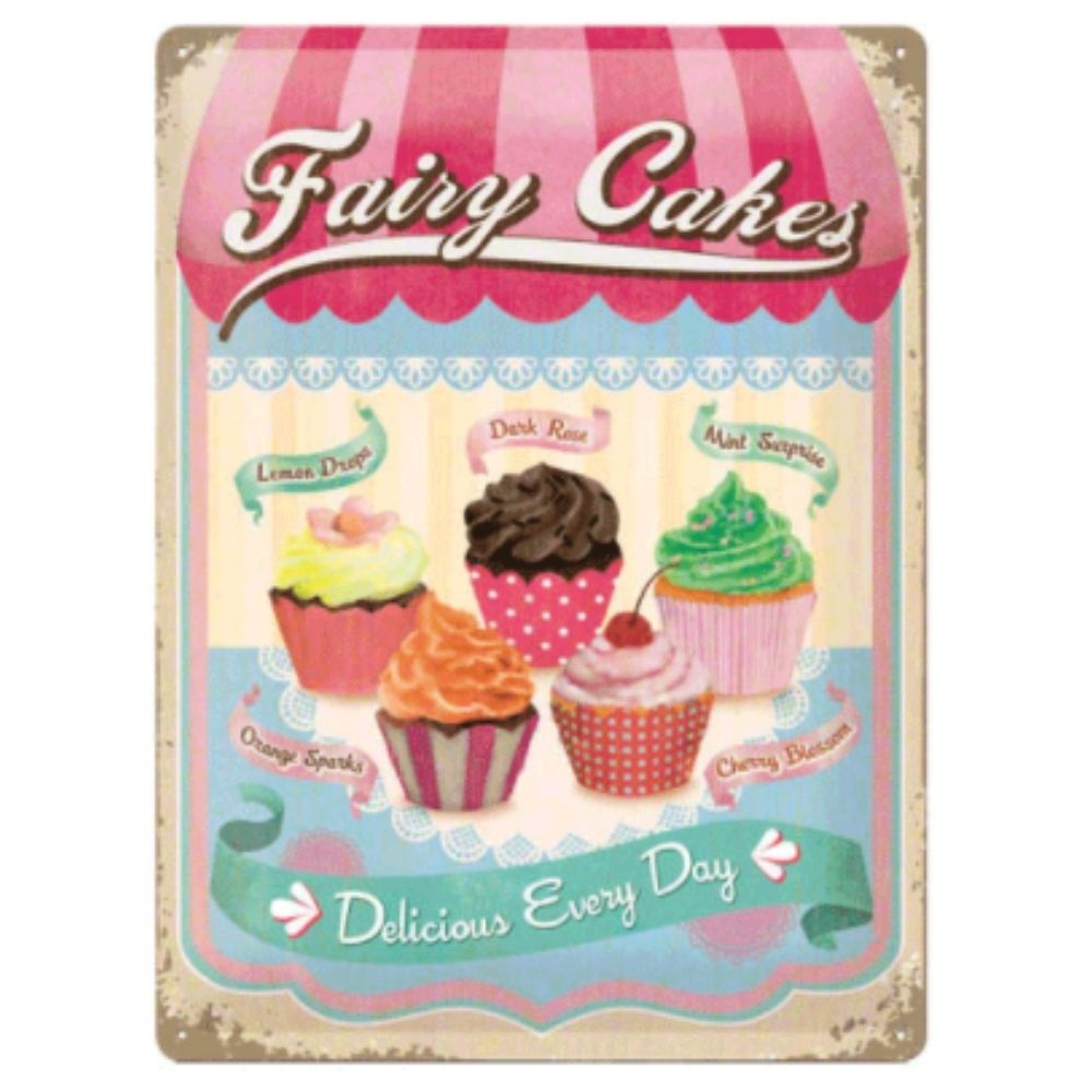 Fairy Cakes Delicious Cupcakes Metal Sign