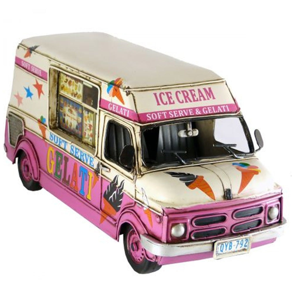 Ice Truck Pink & Cream Metal Decor