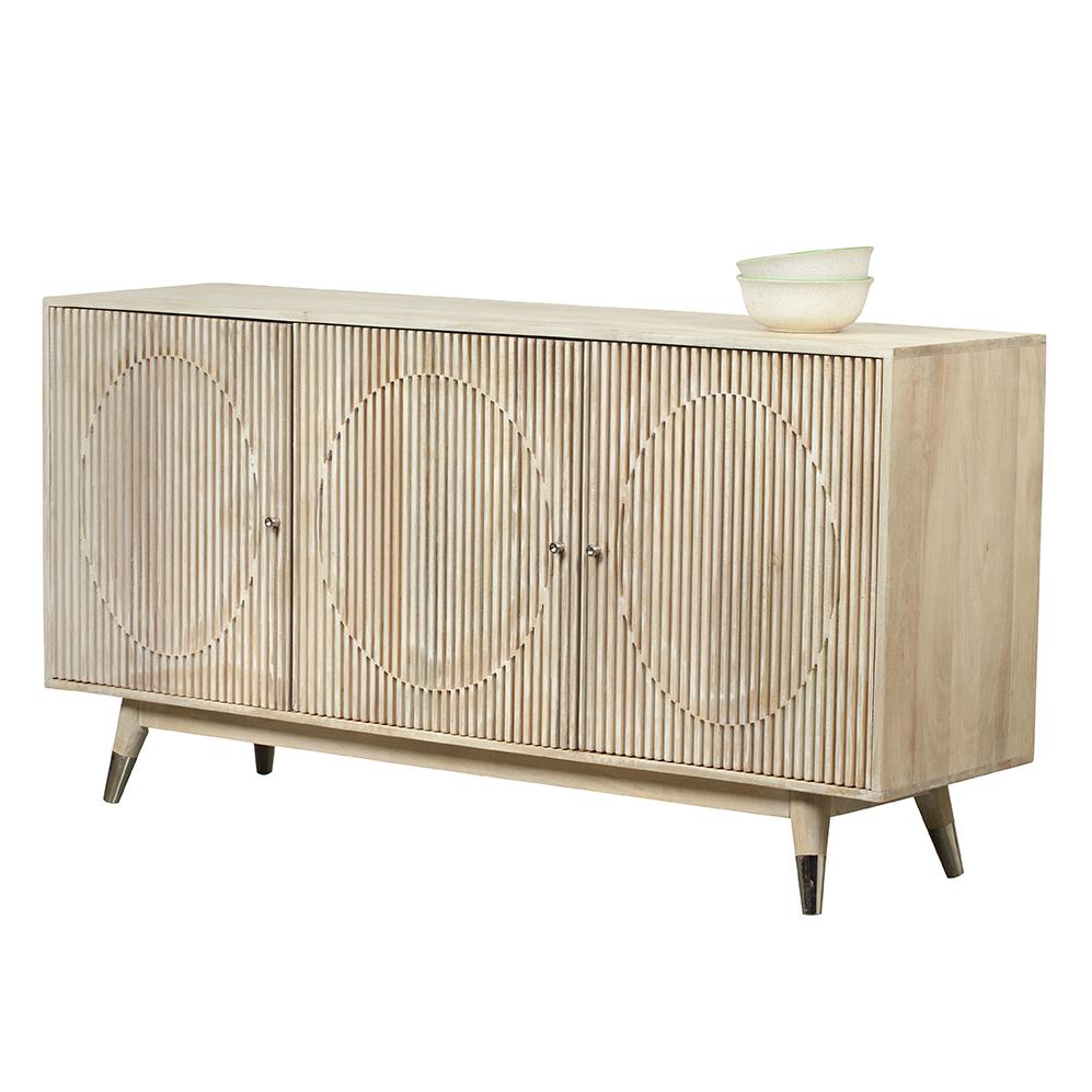 Wood Striped Hardwood Handmade Sideboard