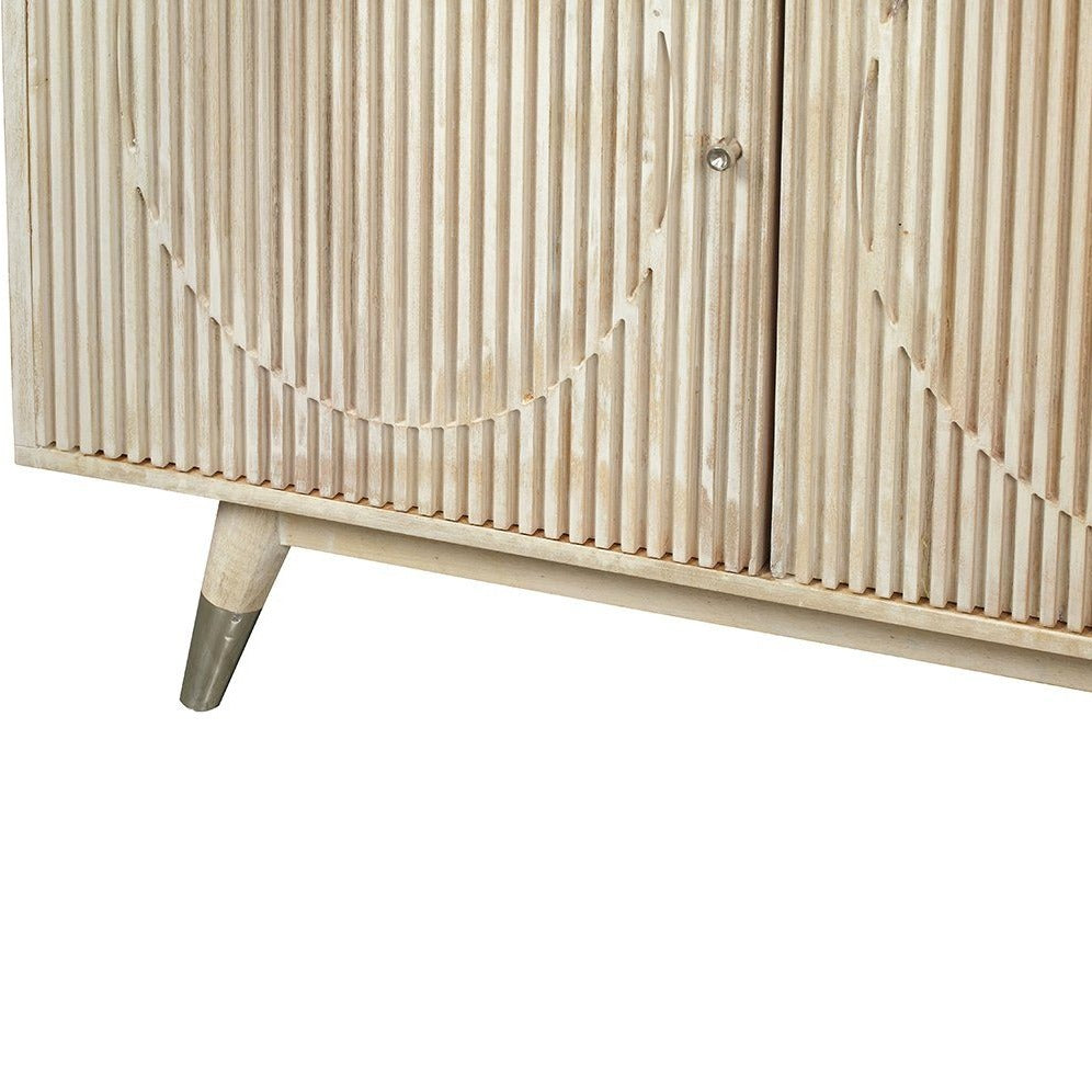 Wood Striped Hardwood Handmade Sideboard