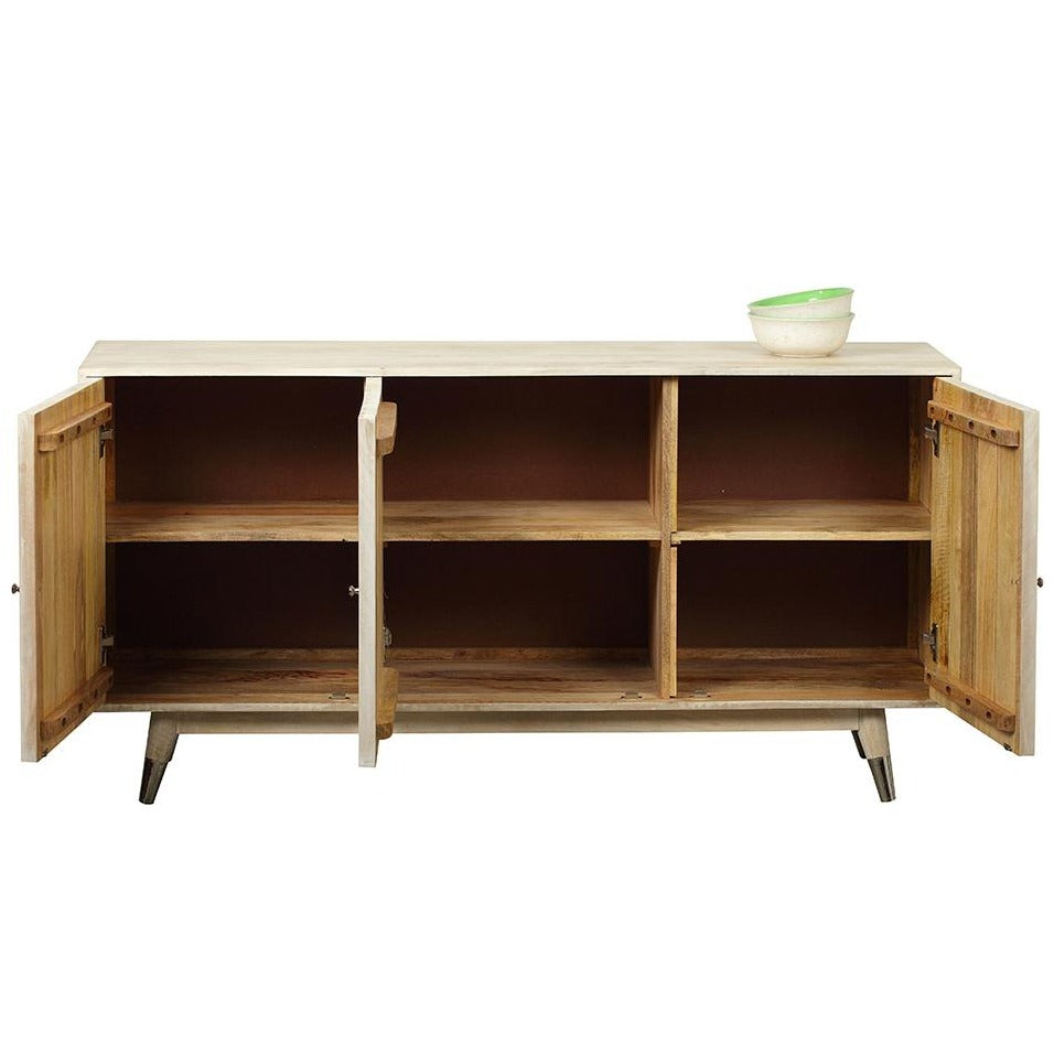 Wood Striped Hardwood Handmade Sideboard