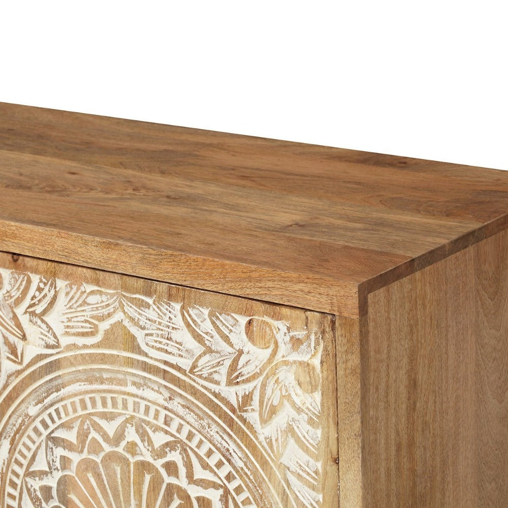 Carved Floral Handcrafted Hardwood Sideboard