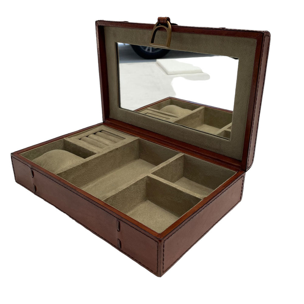 Rectangle Leather Jewelry Box With Stirrups (Available in 2 colors)