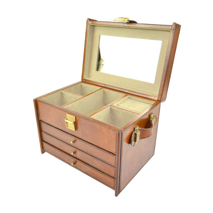 Leather Jewelry Box - 3 Drawers (Available in 3 Colors)