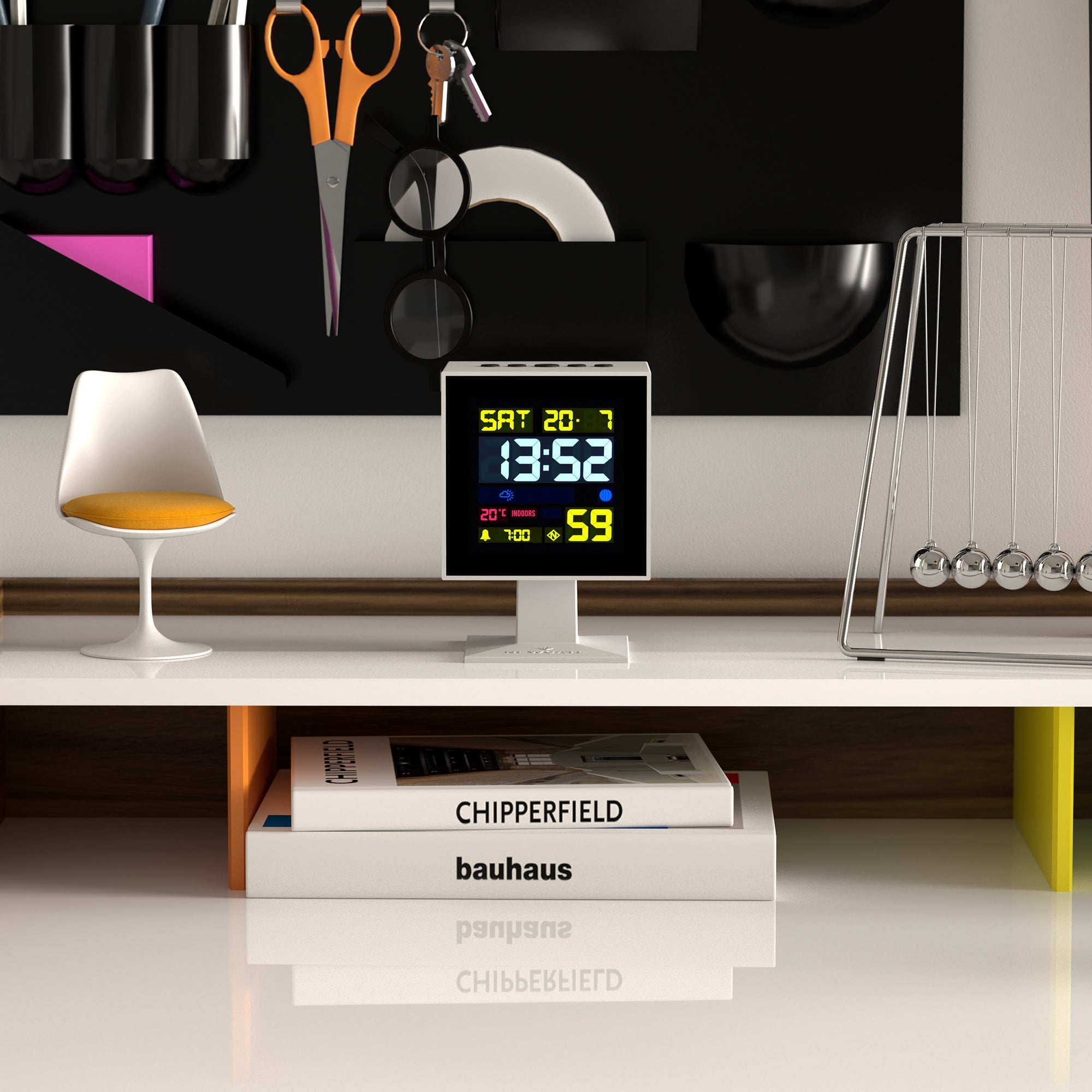 Newgate Monolith LCD Alarm Clock White